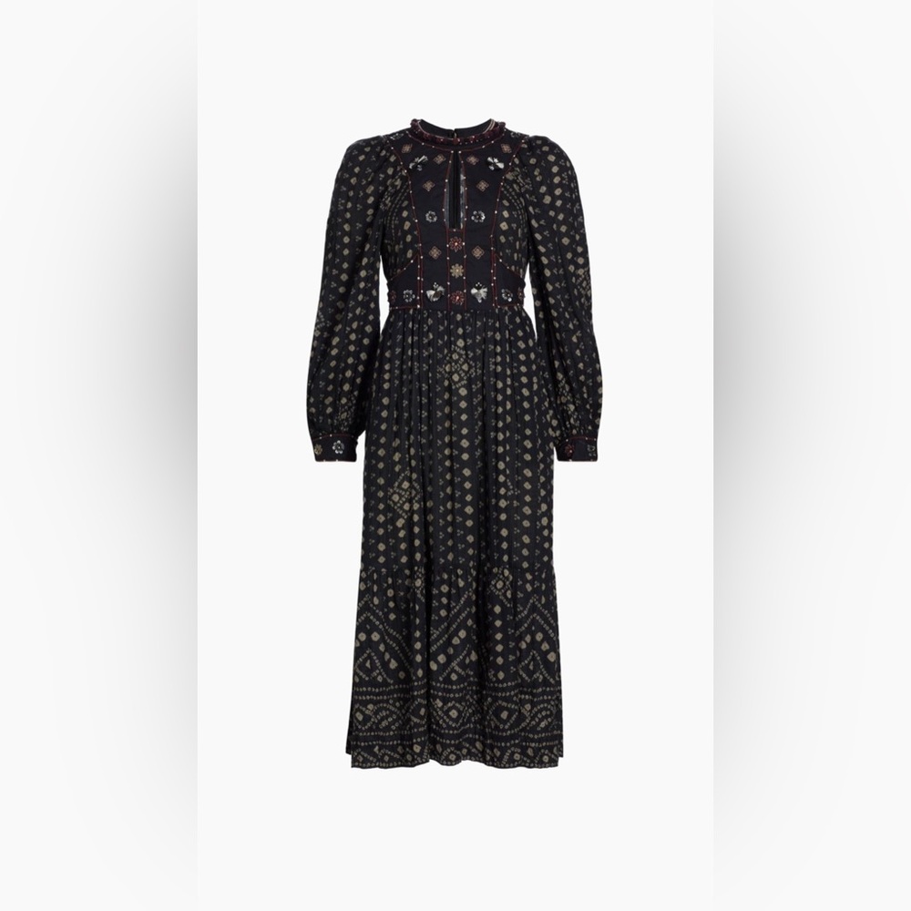 Embroidered long sleeve dress